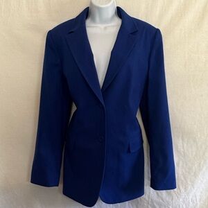 B-51 Joan Leslie Blue Wool Blend Long Sleeve Blazer Suit Jacket‎ Size 12